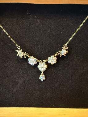 Michal Negrin Vintage Swarovski Aurora Borealis Crystal Floral Necklace